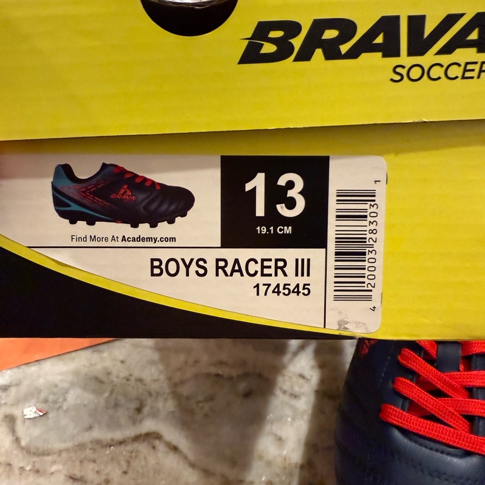 Navy and Red Soccer Cleats